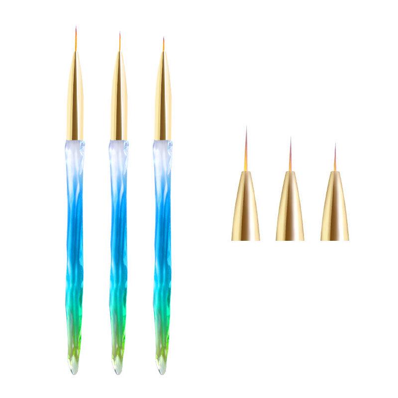 3 Pcs Nail Brush Acrylic Pen Carving Art Tips Painting Poly Nail Gel Tool Liner UV Gel Manicure Accessories Tool Set