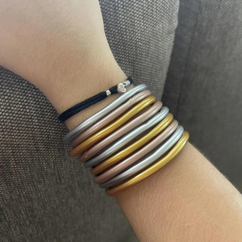 Gold Foil Filled Bracelet Cute Silicone Wristbands Suitable for Ladies Girls Birthday Mother's Day Bride Wedding Party