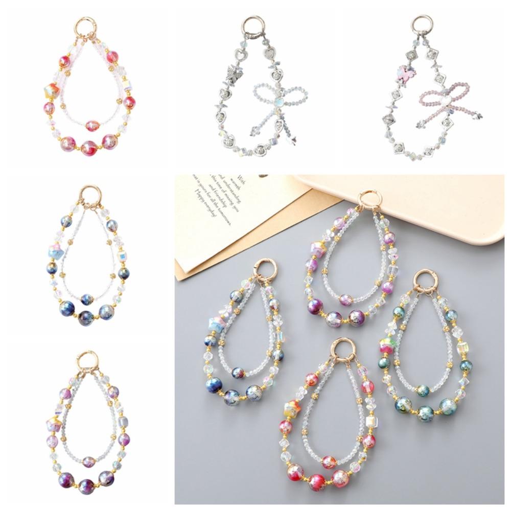 Bag Pendant Mobile Phone Keychain Strap Colorful Beads Phone Hanging Rope  Phone Case Accessories