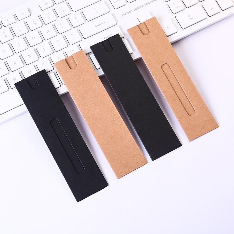 Schwarze Kraftpapier Stift Hülle mit bedruckbarem Logo - Einzelner Stift Schreibwaren Box mit Fenster