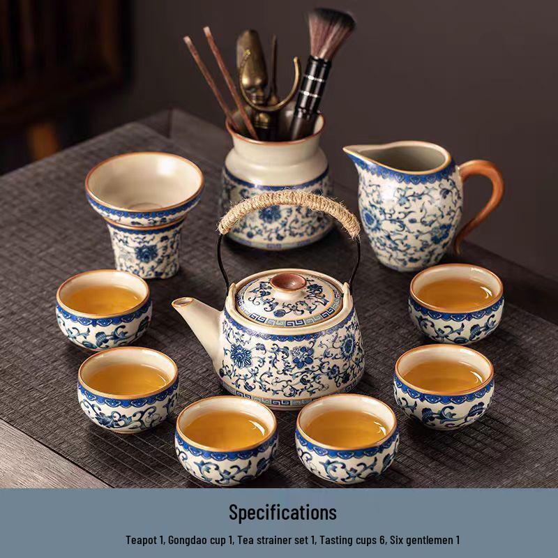 Ting Le Blue & White Porcelain Kung Fu Tea Set