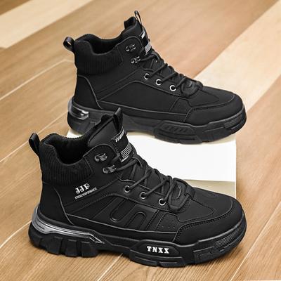 British Outdoor Rhubarb Boots High Top Hard Bottom Wear-resistant Casual Martin Shoes Leather Surface Short Boots Youth
