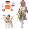 OR OR TU Walking Talking Toy Cat with Remote Control Leash, Plush Pet Electronic Interactive Toys for Kids, Wag Tail, Singing, Pretend Dress Up