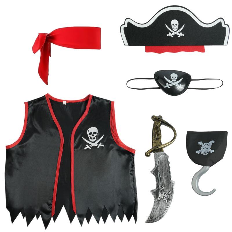 

Европейско-американский костюм пирата Джека Воробья для детей: Без рукавов Size 120