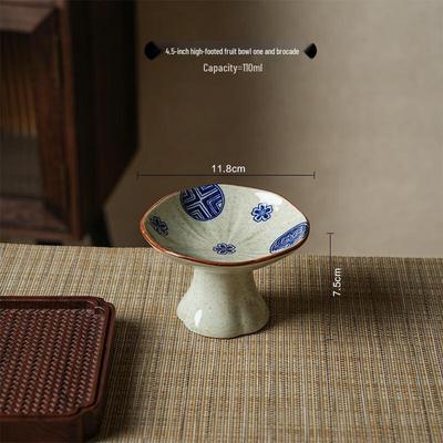 Retro Chinesische Zen Keramik Hohe Fuß Dessertplatte