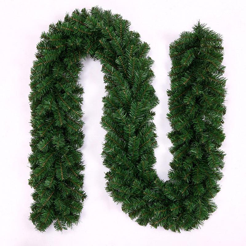 9FT Christmas Garland with Lights - Pre-Lit Artificial Green Christmas Garland for Stair Railings Mantle Decorations with Red Flowers, Berry Clusters