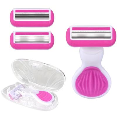 Rasoio di Sicurezza da Donna 1 Pz Acciaio Inossidabile Manuale Lame da Barba per Rasatura Peli del Corpo Ascelle Cosce Rasoio Portatile per Rasatura
