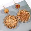Boucles d'Oreilles Fleur en Rotin Tressé Vintage pour Femmes Accessoires de Bijoux pour Femme