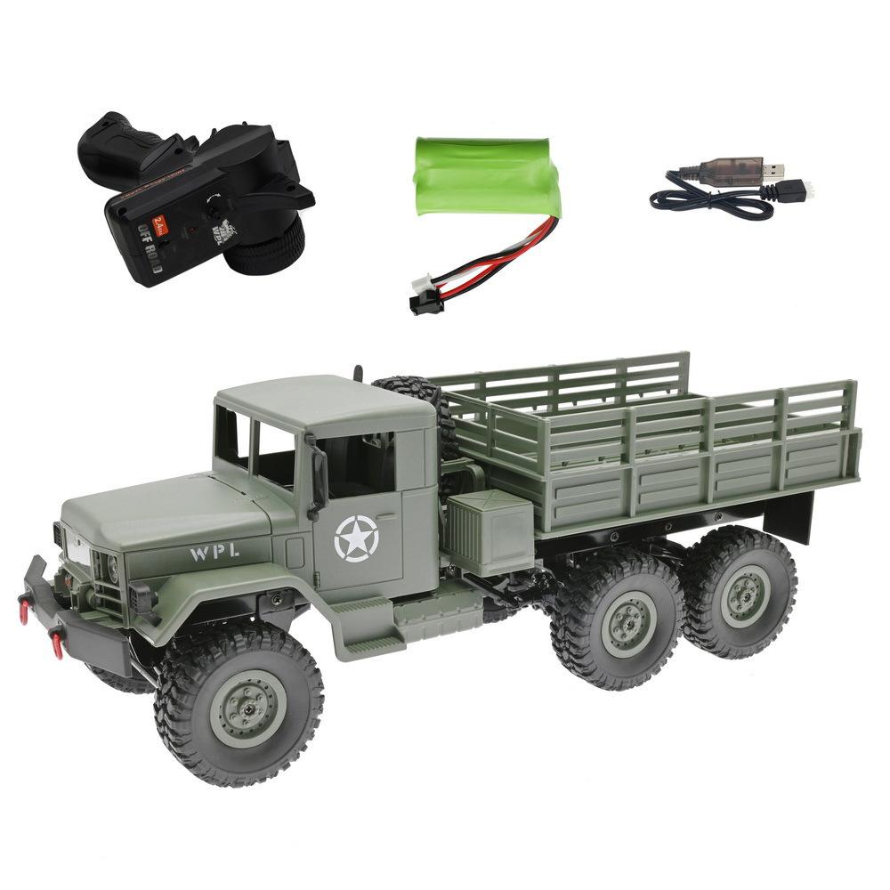 Wpl B16 Six Wheel Drive Climbing Military Truck 2.4G Full Scale Military Card Rc Climbing Remote Control Car Toy Gift