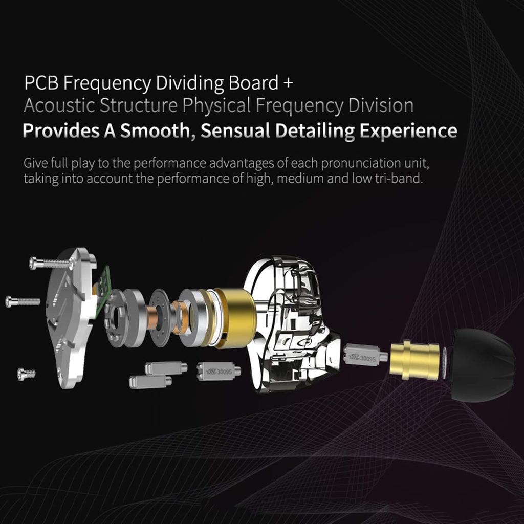 KZ ZS10 PRO Wired Earphones, 4BA+1DD In-Ear, High-End, Ear-Hook, Sound-Isolating, Aluminum Alloy and Resin Housing Design, Gaming Earphones, HIFI