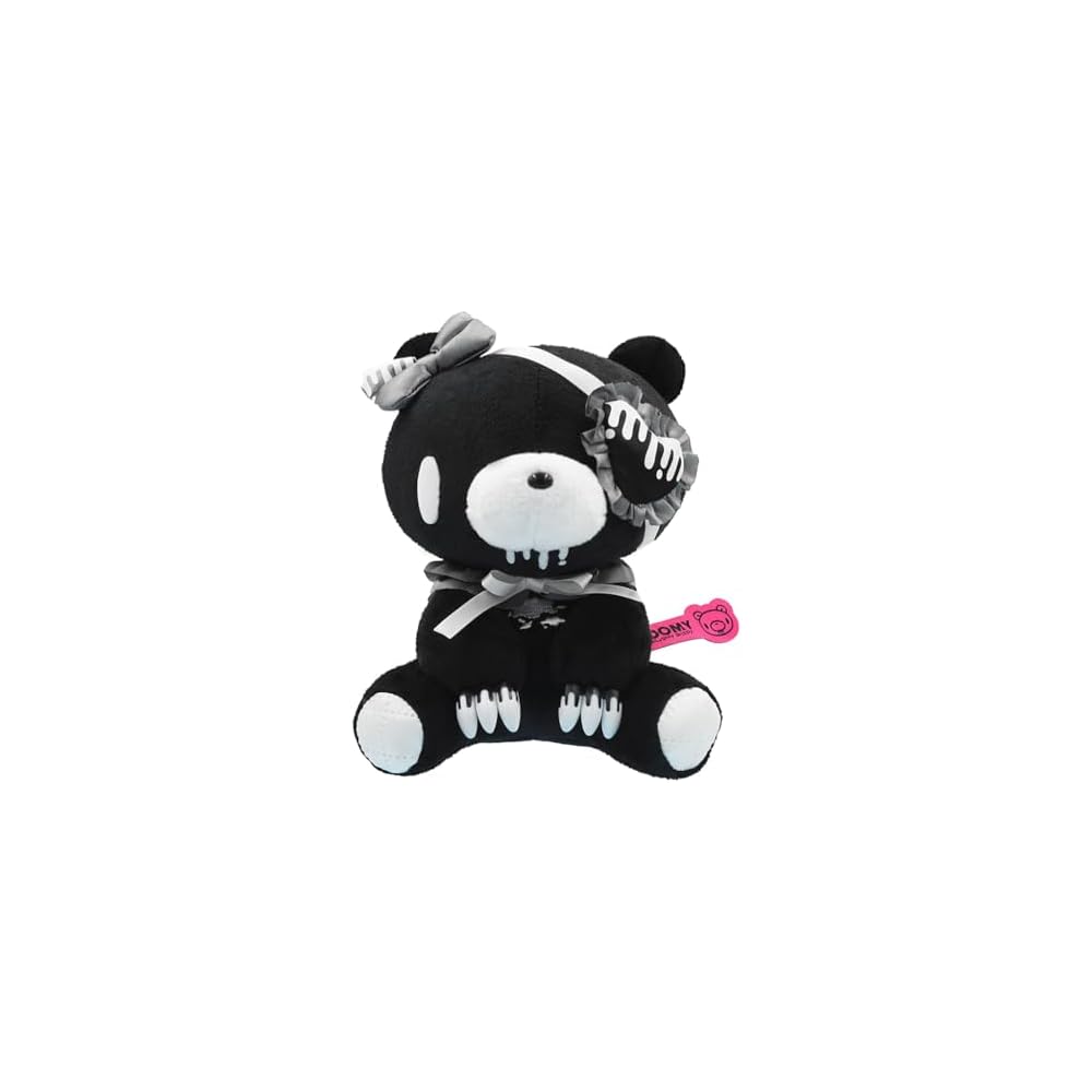 Groomy Plush Toy Eyepatch Bear Black Soft Stuffed Animal