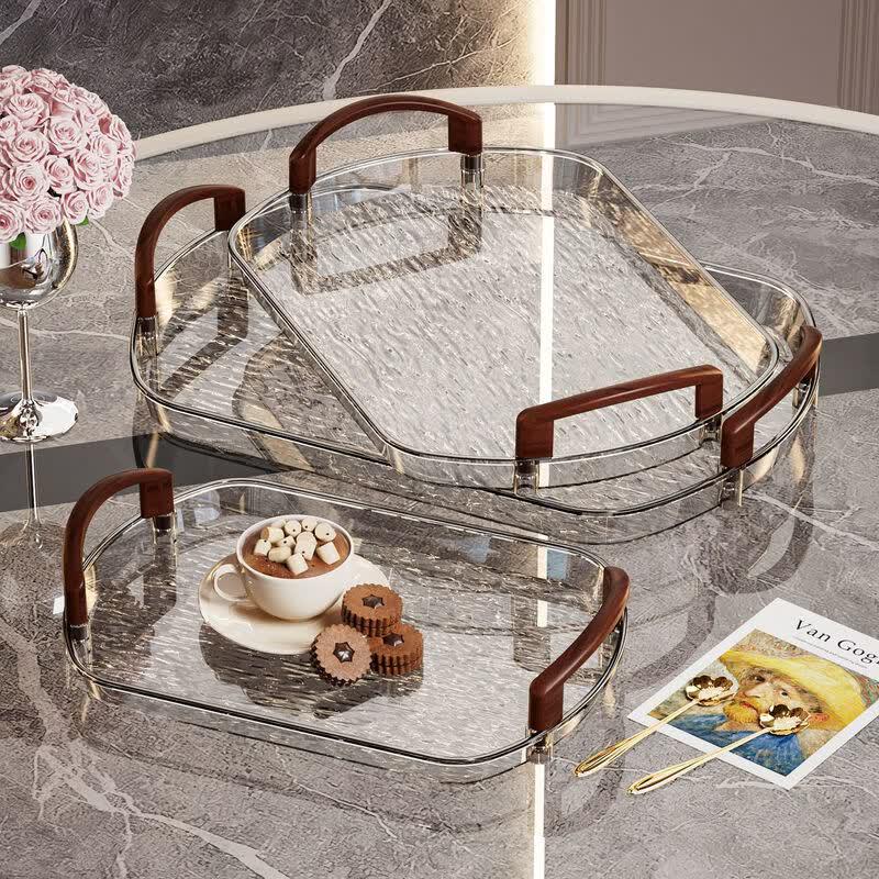 ZISIZ Luxury Nordic Transparent Serving Tray 3-Piece Set