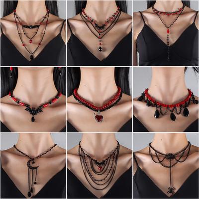 European and American Ornaments Halloween Dark Bat Spider Pendant Retro Trend Accessories