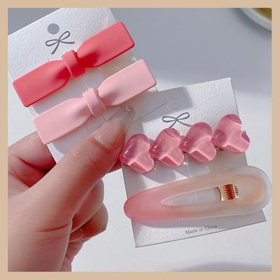 Sweet Lovely Pink Dopamine Hair Clip For Women Kawaii Metal Hairpin Girls Hair Accessories Bangs Broken Hair Clips Side Clips