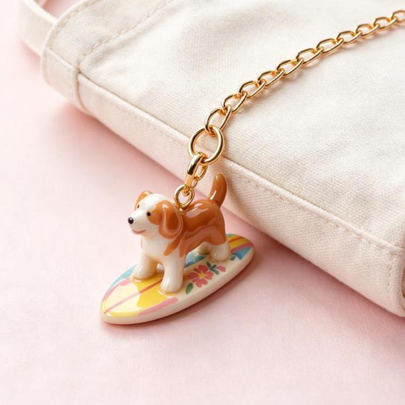 Copper Surfing Dog Hanging Ornaments Hand Painted Multiple Breeds Diy Pendant Charms For Coastal Home Decor Holiday Gifting