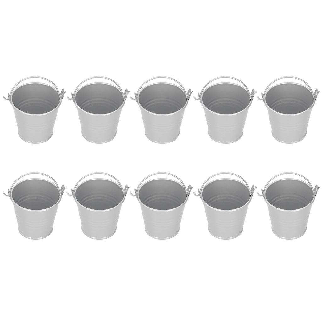 10PCS Flower Pot Mini Succulent Plant Pot Small Metal Bucket for Indoor Outdoor DecorSilver 4x5.5x6cm