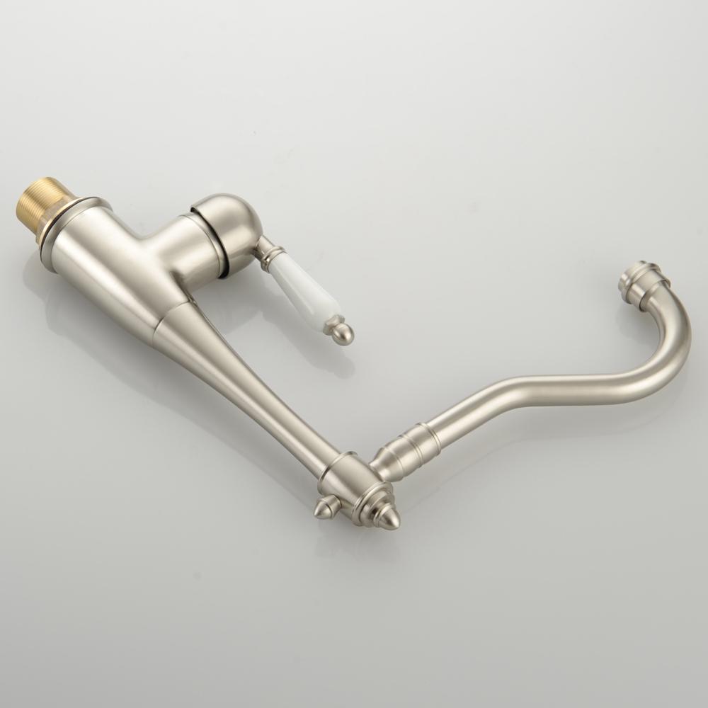 BAKALA Newly Patent Design 360 Swivel 100% Solid Brass Single Handle Mixer Sink Tap Kitchen Faucet In Brushed Nickel CODE 8054