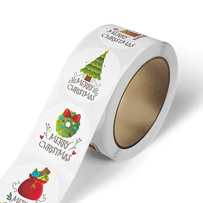 Roll Of Christmas Stickers Assorted Christmas Pattern Envelope Seals Seal Decals Paper Gift Wrapping Supplies For Scrapbooking