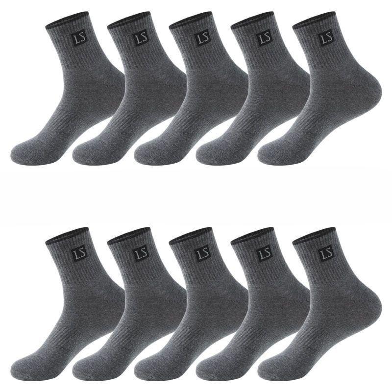 Herren Mid-Tube Socken - 10 Paar, Bequemes Material mit Buchstabenlogo für Sport und Freizeit, Erhältlich in mehreren Farben