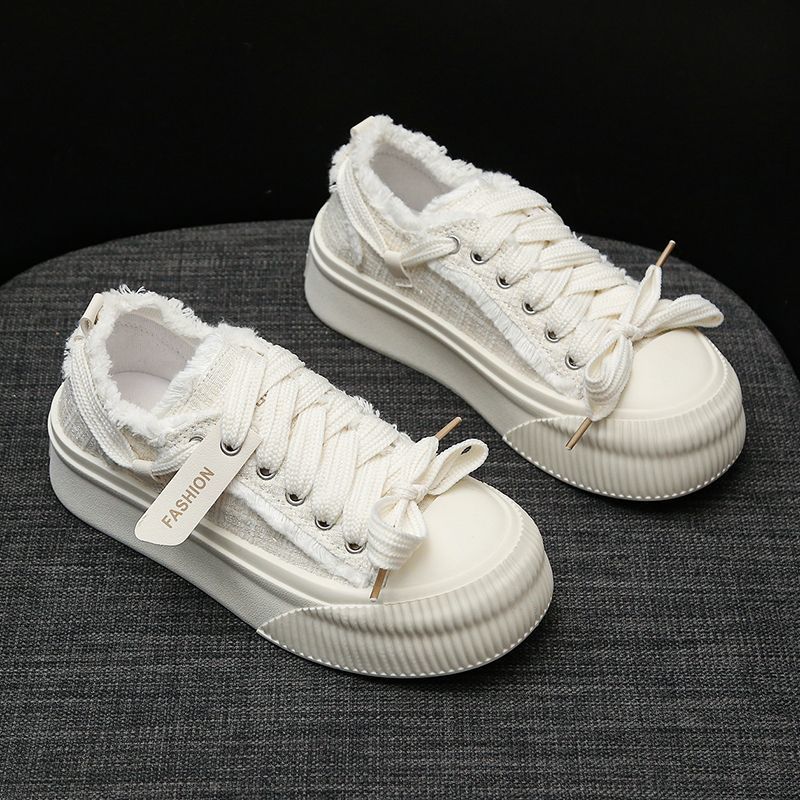 

Модные женские туфли с кисточками на высокой платформе, летняя женская обувь из парусины, 2025, новые, дешевые, Y2k, модные тренды, распродажа, для повседневной носки, 39 In 35