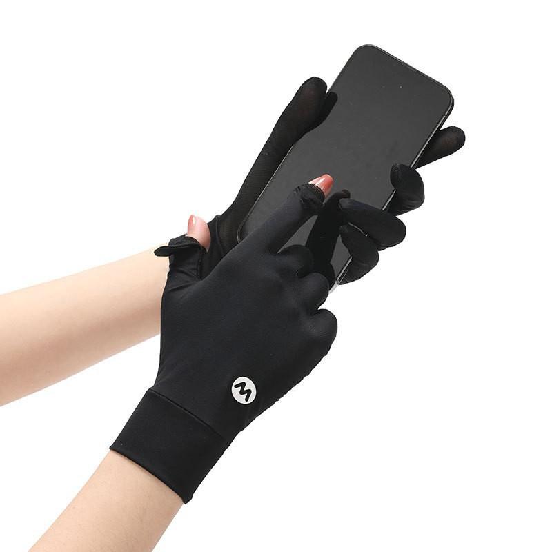 UV Protection Driving Gloves Women Lightweight Ice Silk Long Finger Anti-Slip Touchscreen Compatible Outdoor Cycling