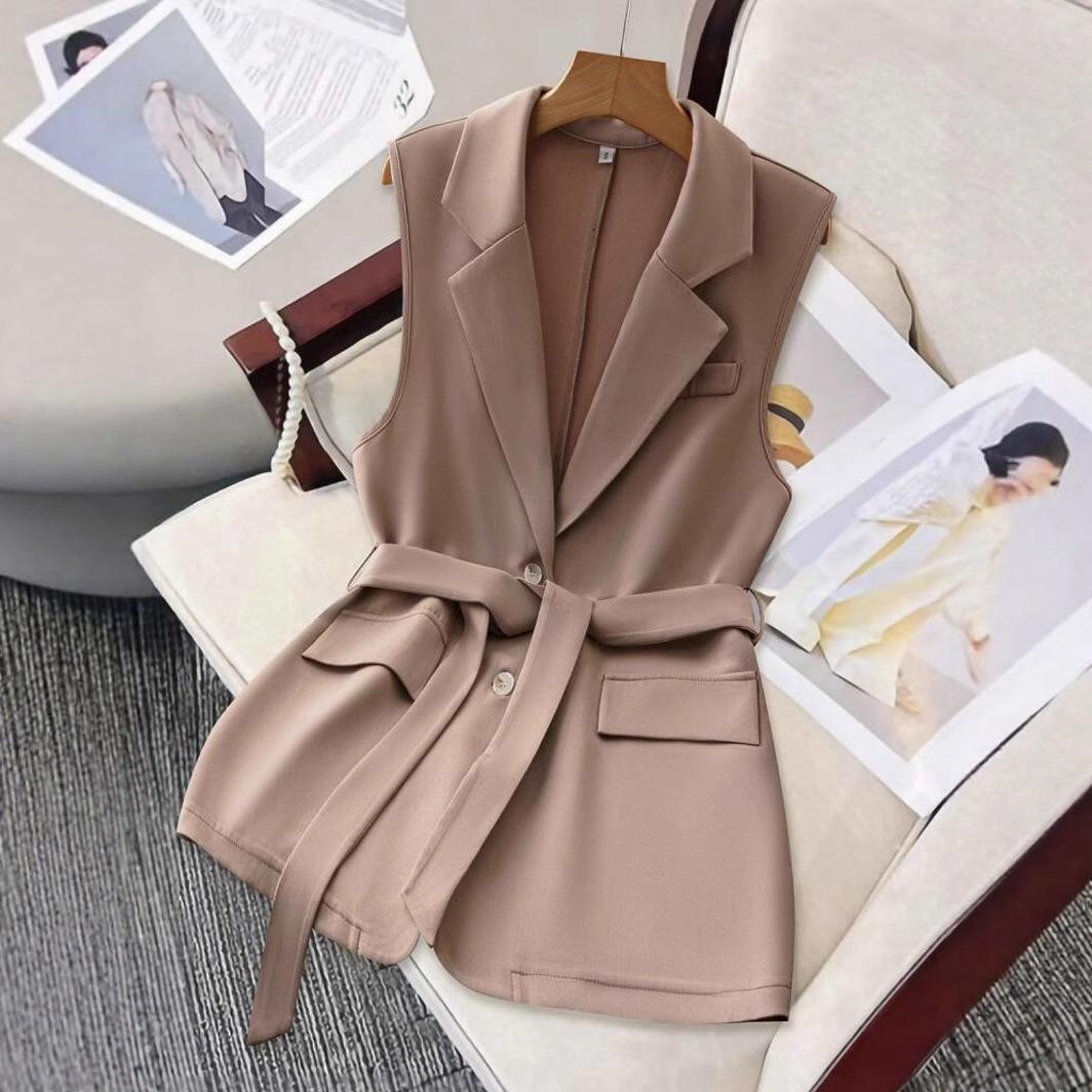 

Women s Sleeveless Blazer Vest with Belt Multi Colors XXL хакі