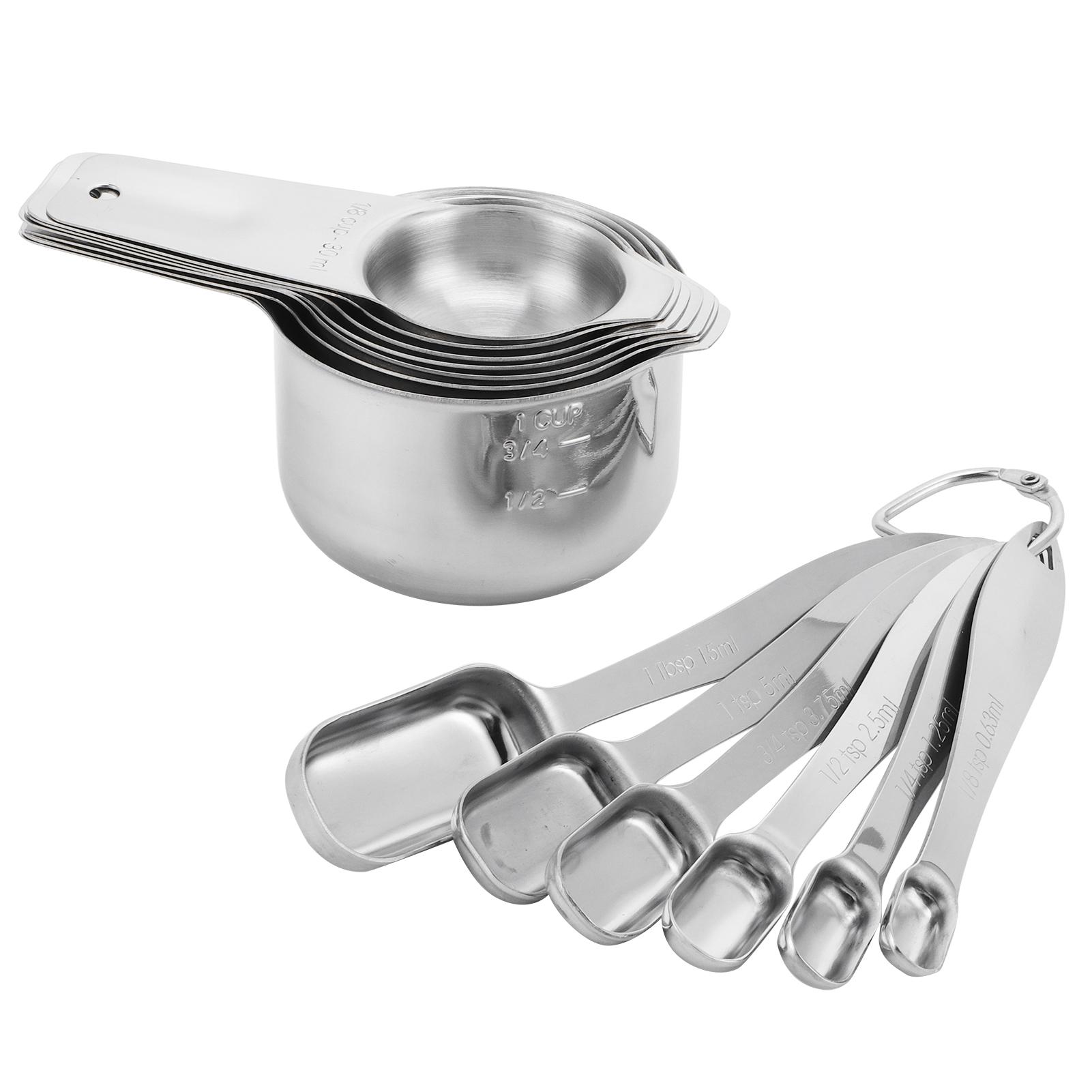 

13Pcs Set Measuring Cups Spoons with Scales Stainless Steel Spoon Set Kitchen Baking Accessory