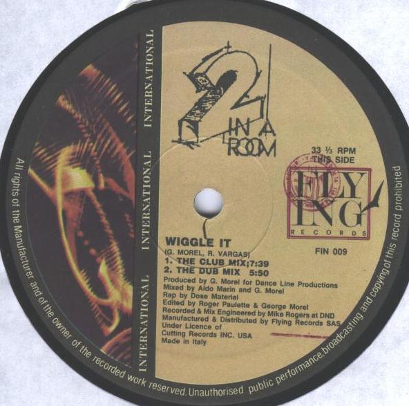 

12inch Record 2 IN A ROOM - Wiggle It FIN009 Flying Internat 1990 Italy Dance & Electronica Used