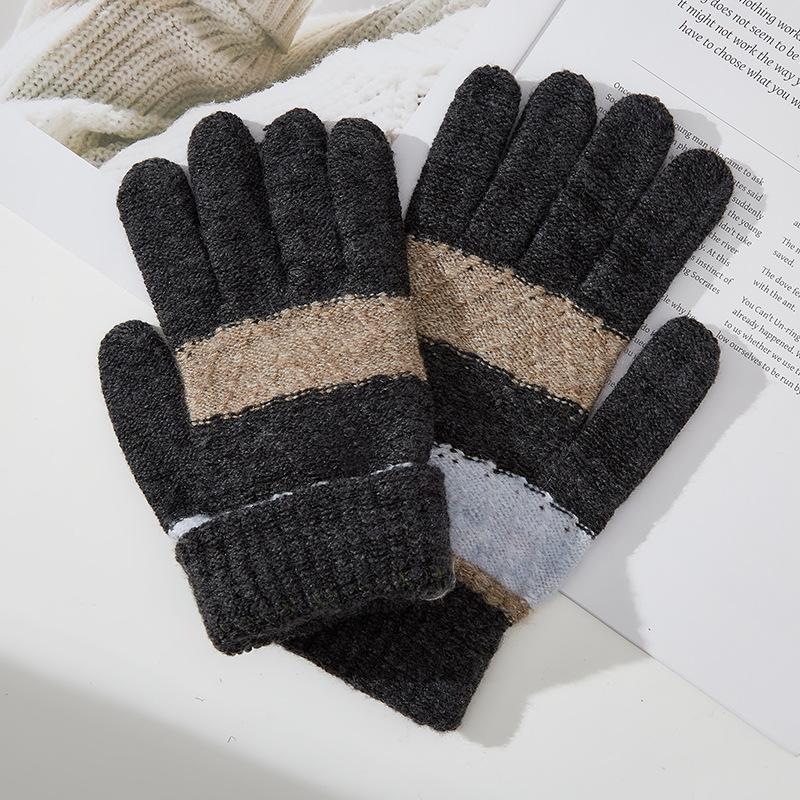 Men's Purl Knitted Thermal Gloves Wool New Style Cold-proof Cycling