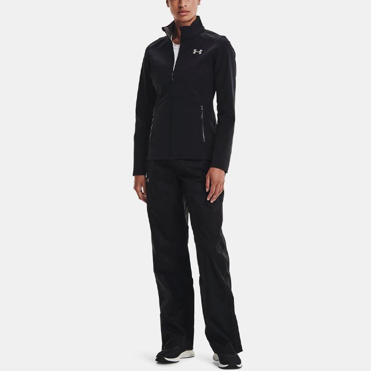 Under Armour Solid Color Stand Collar Training Jacket Women Jackets Black 1321442-001