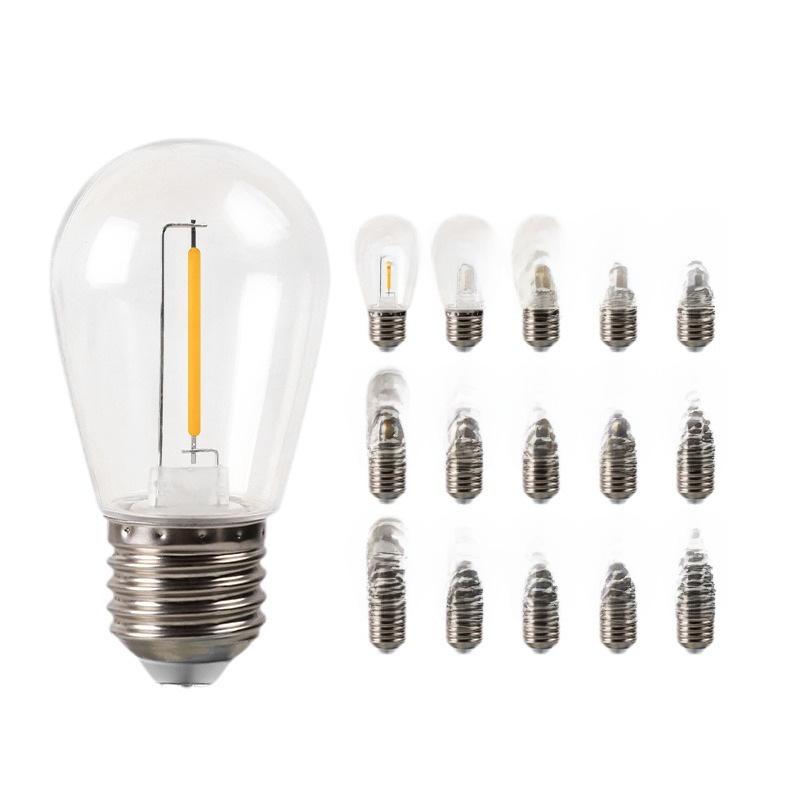 S14 Waterproof LED Edison Filament Bulb, 2700K Warm Light, E27, Energy-Saving ST45 Spare for String Lights