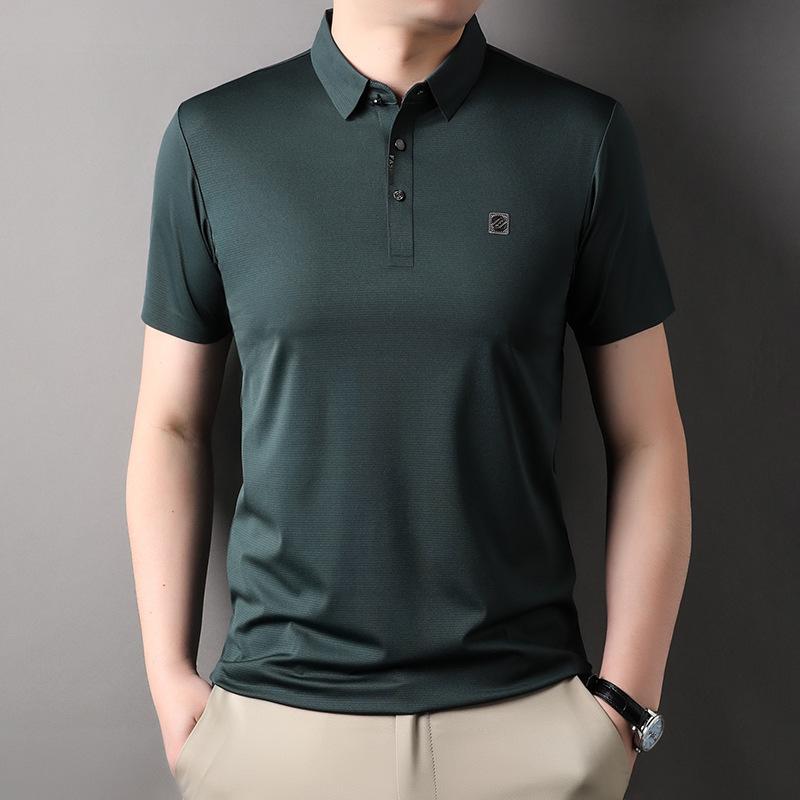 Lapel Polo Shirt Men's Cool Half-sleeved Top Summer New Casual Ice Silk Short-sleeved T-shirt Men's Bottoming Shirt