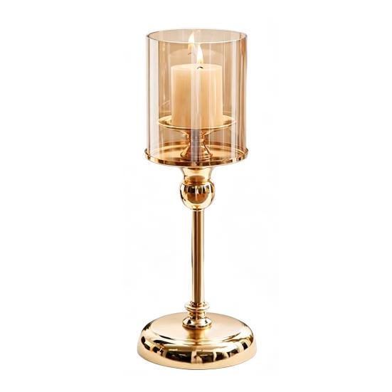Jijijing Glass Candle Holder, European Style Pillar Metal Tall Candlestick for Candles And Tealights, Romantic Table Centerpiece Wedding Party