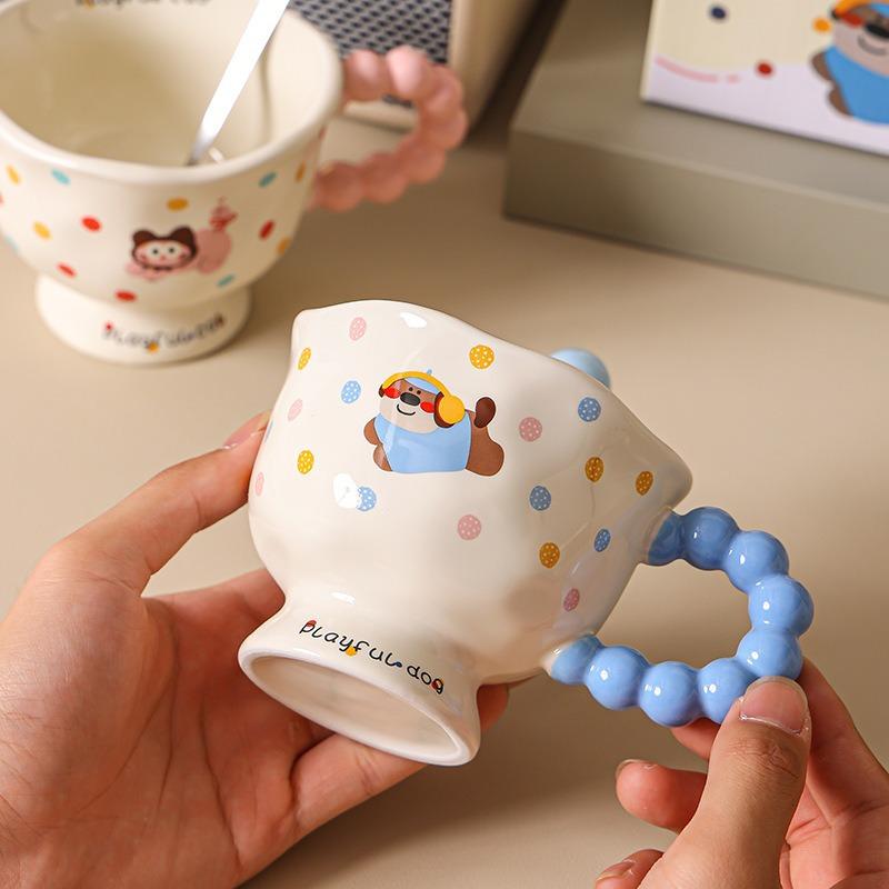 Cute Cartoon Ceramic Cup Good Looking Mug  Home Water Cup  Coffee Cup  Couple Cup  Breakfast Cup  Convenient Gift