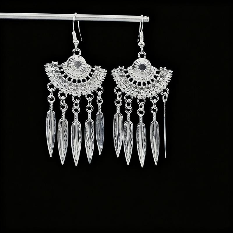 Ethnic style earrings Alloy silver-plated Miao ethnic minority Dong Yi earrings Earrings