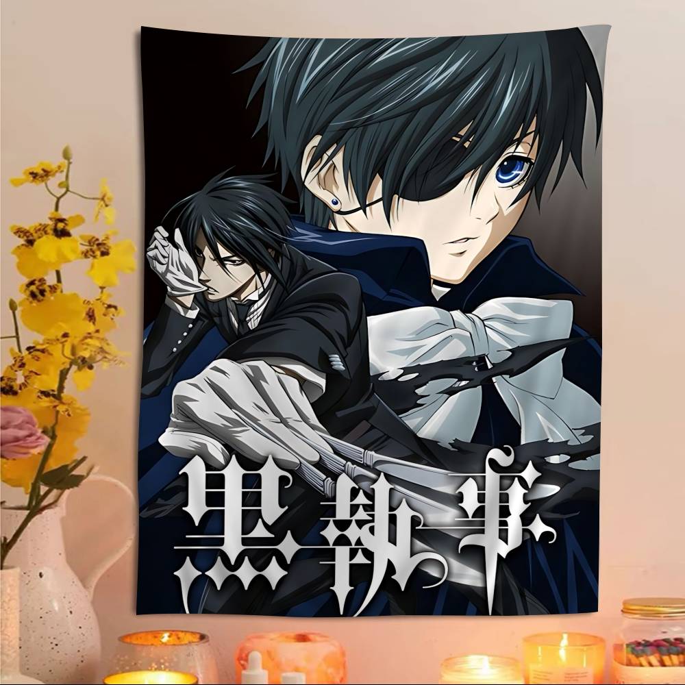 BBlack BButler Japanese Printed Large Wall Tapestry Hanging Tarot Hippie Wall Rugs Dorm Art Home Decor