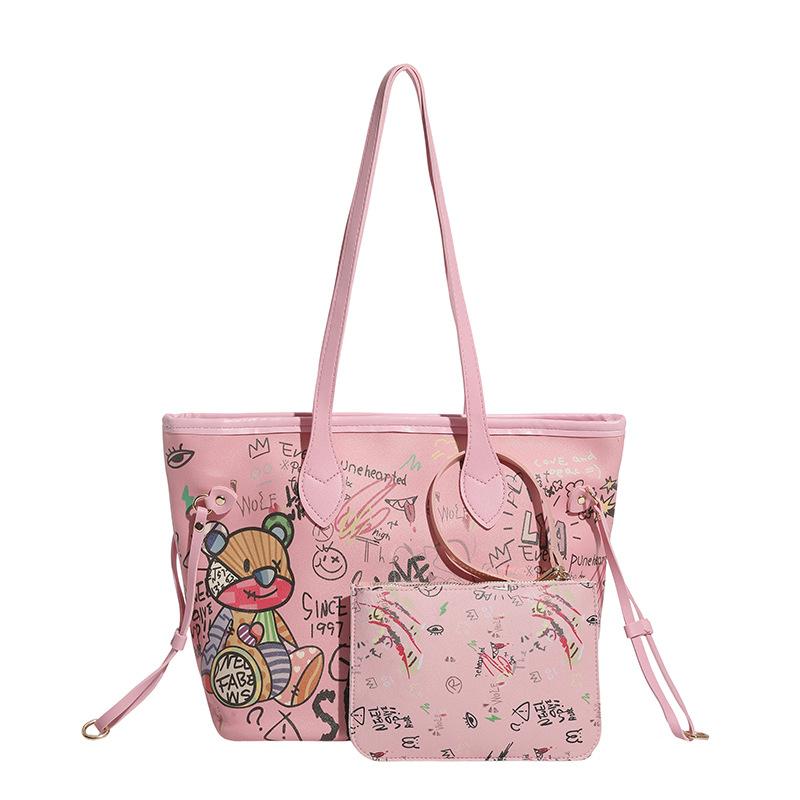 

Fashionable Graffiti Print Tote Bag for Women, Versatile Large Capacity Commuter Shoulder Bag, Chic Casual Handbag for Daily Use KTB