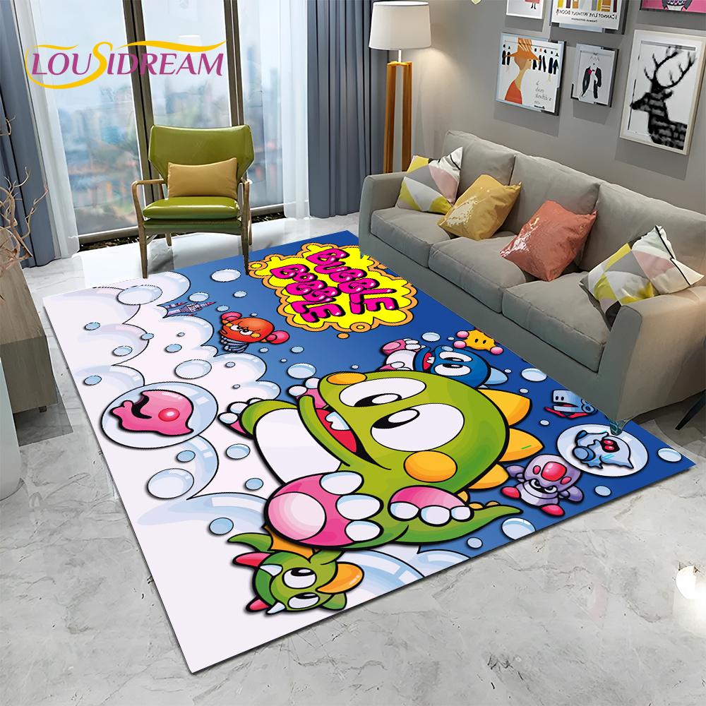 Cartoon Bubble Bobble Game Gamer Carpet Rug for Home Living Room Bedroom Sofa Doormat Decor,kid Play Area Rug Non-slip Floor Mat