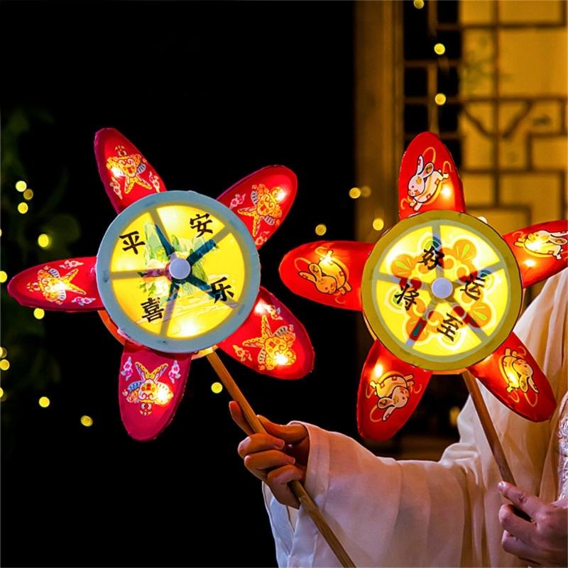 360 Degree Rotating Windmill Paper Lamp Making Set Handheld Flower Light For Children Holiday Craft Projects