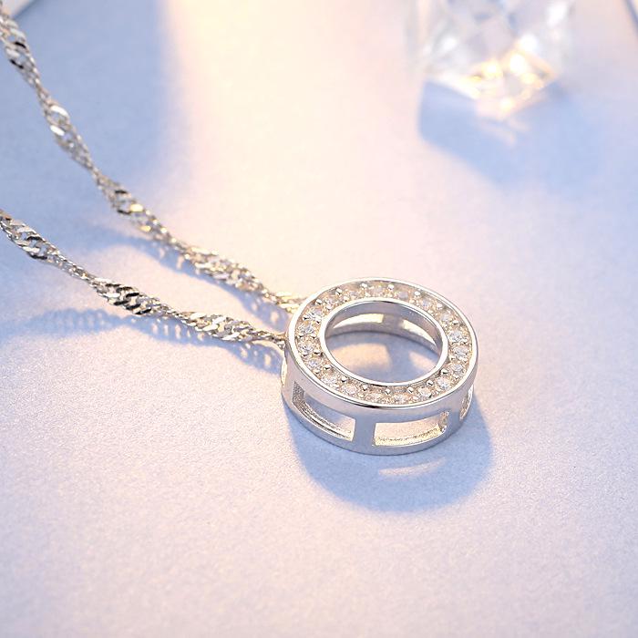925 Sterling Silver Halo of Love Pendant Necklace, Micro-Paved Korean Fashion Jewelry