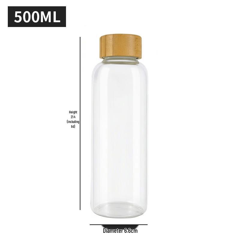 Portable Glass Water Bottle with Bamboo Lid