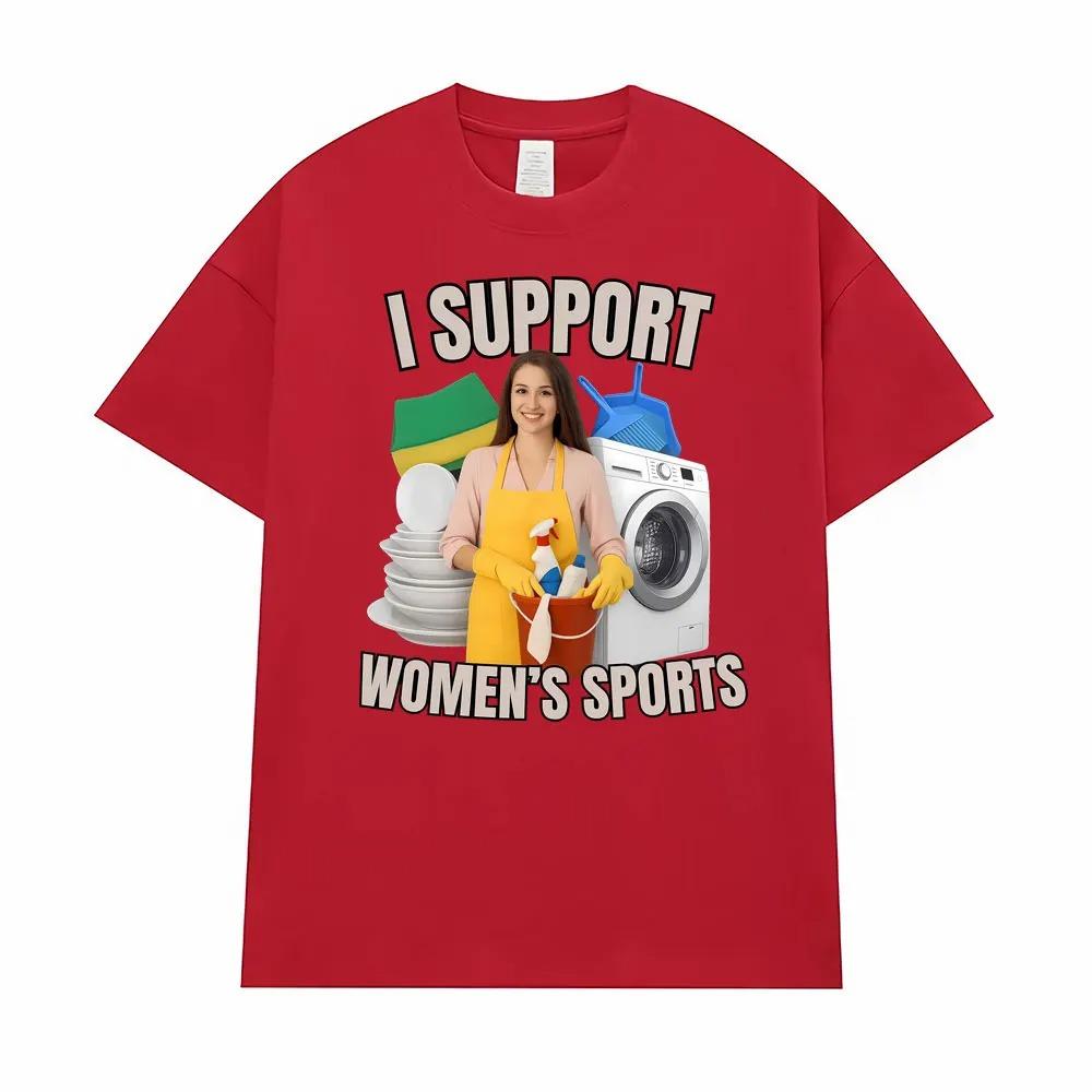 Podporuji ženské sporty Vtipný Meme Grafický Potisk Tričko Muži Ženy Streetwear Móda Bavlněné Horní Díl Oversize Ležérní Letní Nové Tričko