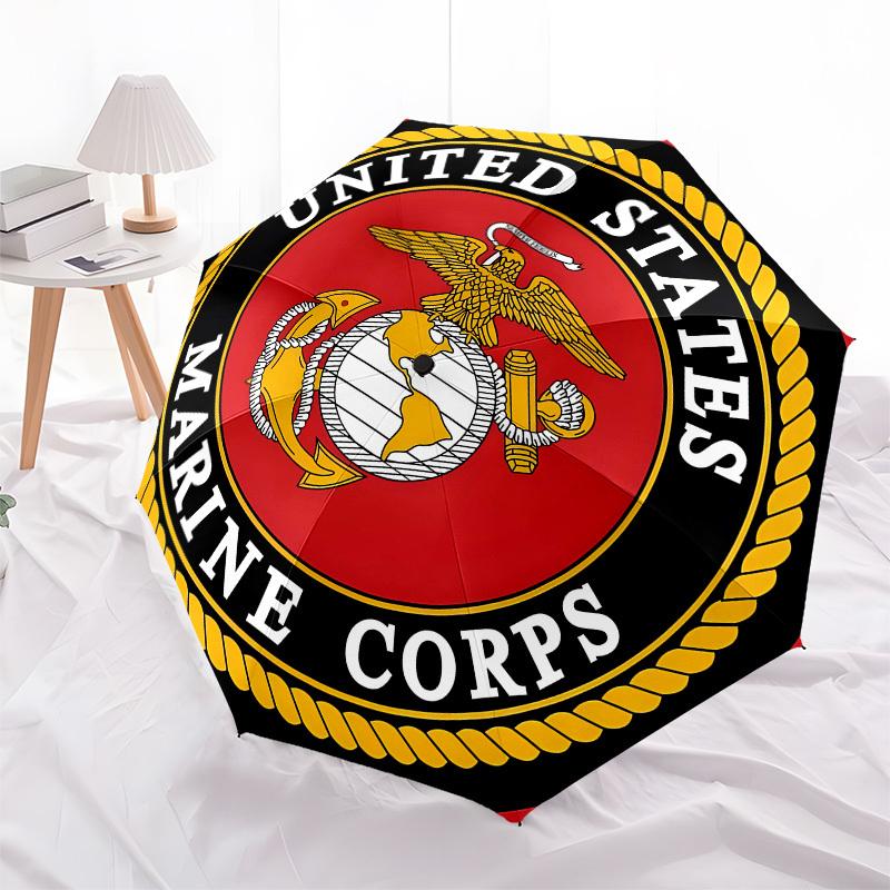 United States Marine Corps Emblem- Automatic Opening and Closing, 8-rib Structure Portable Umbrella, Suitable for Men and Women in All Seaso