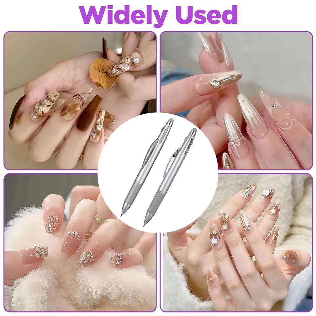 2PCS Nail Dotting Pen, 5-in-1 Nail Dotting Tool Ballpoint Pen Design Double End Nails Art Pens Dottings Tools Manicure Art Tools for Nails DIY Salon