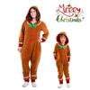 Christmas Gingerbread Man Cosplay Costume Kids Adult Hooded Jumpsuits