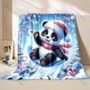 Festive Winter with Christmas Elements Pattern Blanket Flannel Material Soft Warm for All Seasons Home Outdoor Camping Picnics