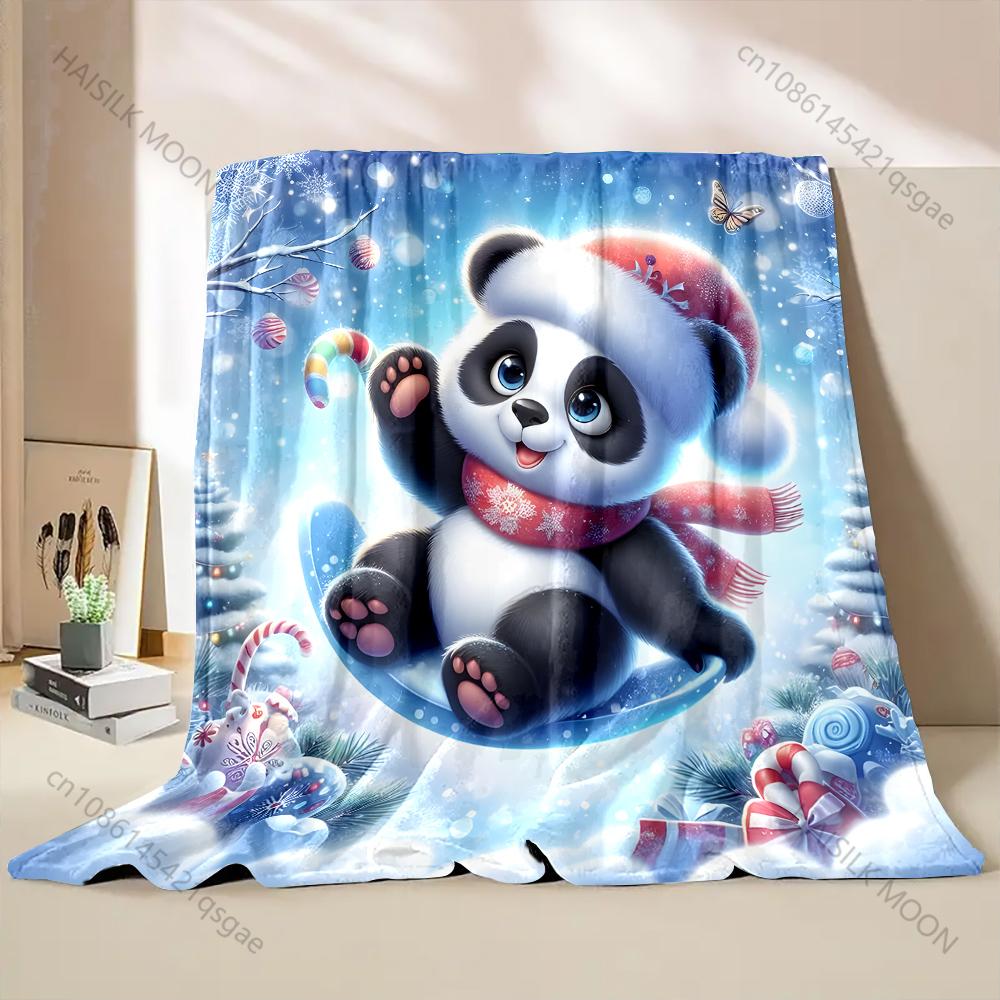 Festive Winter with Christmas Elements Pattern Blanket Flannel Material Soft Warm for All Seasons Home Outdoor Camping Picnics