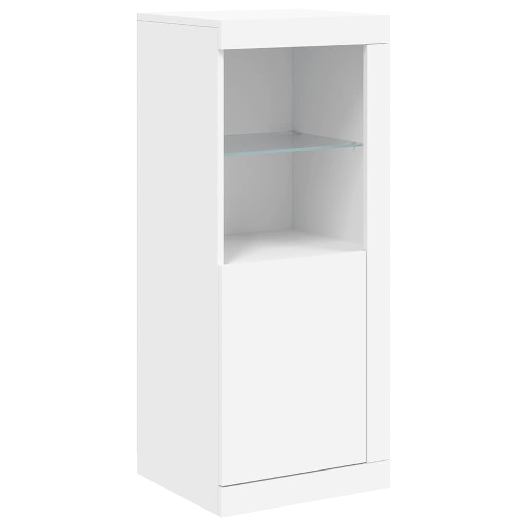 Sideboards with LED Lights 3 pcs White Wood Based Material