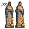 Decoración Cristiana para Jardín Resistente a la Intemperie Virgen María Luz, Estatua para Exteriores con Rosa Brillante LED, Figura Lámpara Madre Bendita Suave Brillo Dorado para