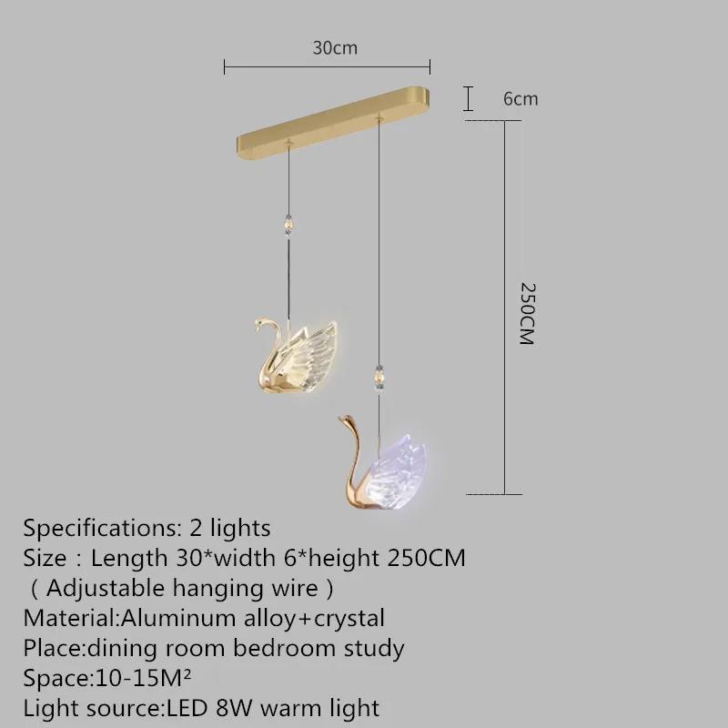 Nordic Creative Acrylic Swan LED Hanging Chandelier Study Bedroom Living Room Restaurant Pendant Lamps Bar Indoor Lighting Decor